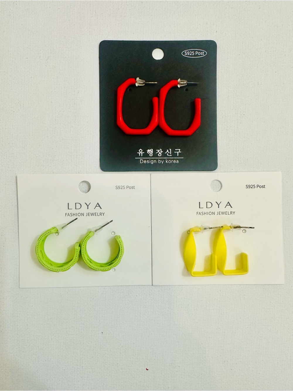 3-Pair Bright Colorful Statement Hoop Earrings Bundle